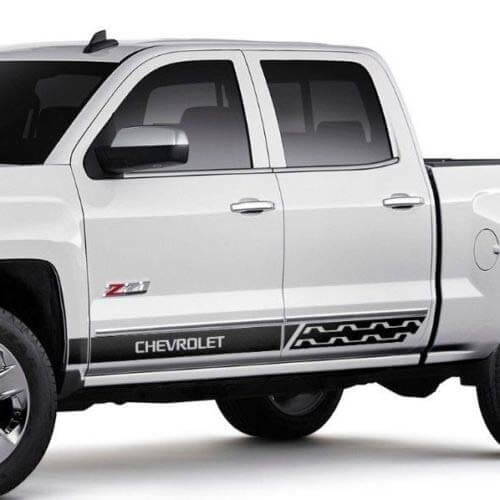 Chevrolet Silverado mk3 ច្រក​ពាក់​ក្រោយ​ស្តាំ​រន្ទះ​កាត Sticker Decal ស្តាំ​រន្ទះ​ផ្លូវ​កាត​ពណ៌​ខ្មៅ​វីនល​
