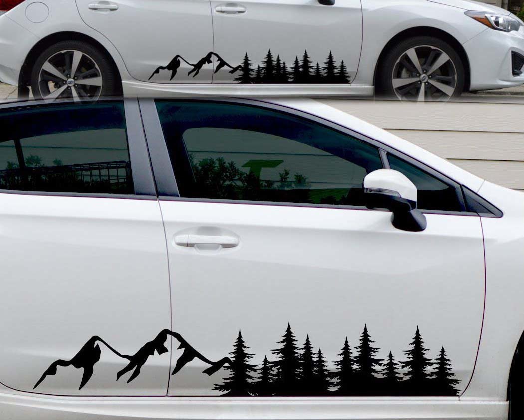 Tree Forest graphic mountain decal vehicle body sticker window door camper rv truck trailer custom nature scene Oracal 651
