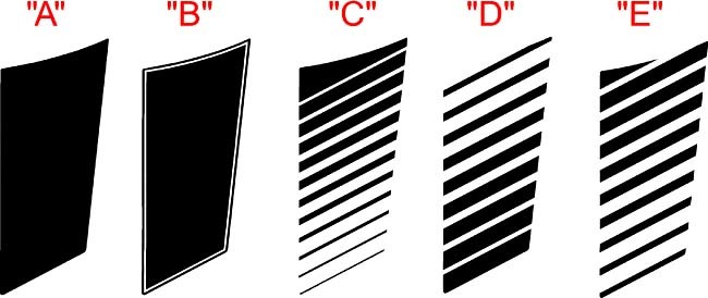 2015 & Up Dodge Challenger SXT / RT GT-AWD Hood Scoop Accent Sticker Decal Kit