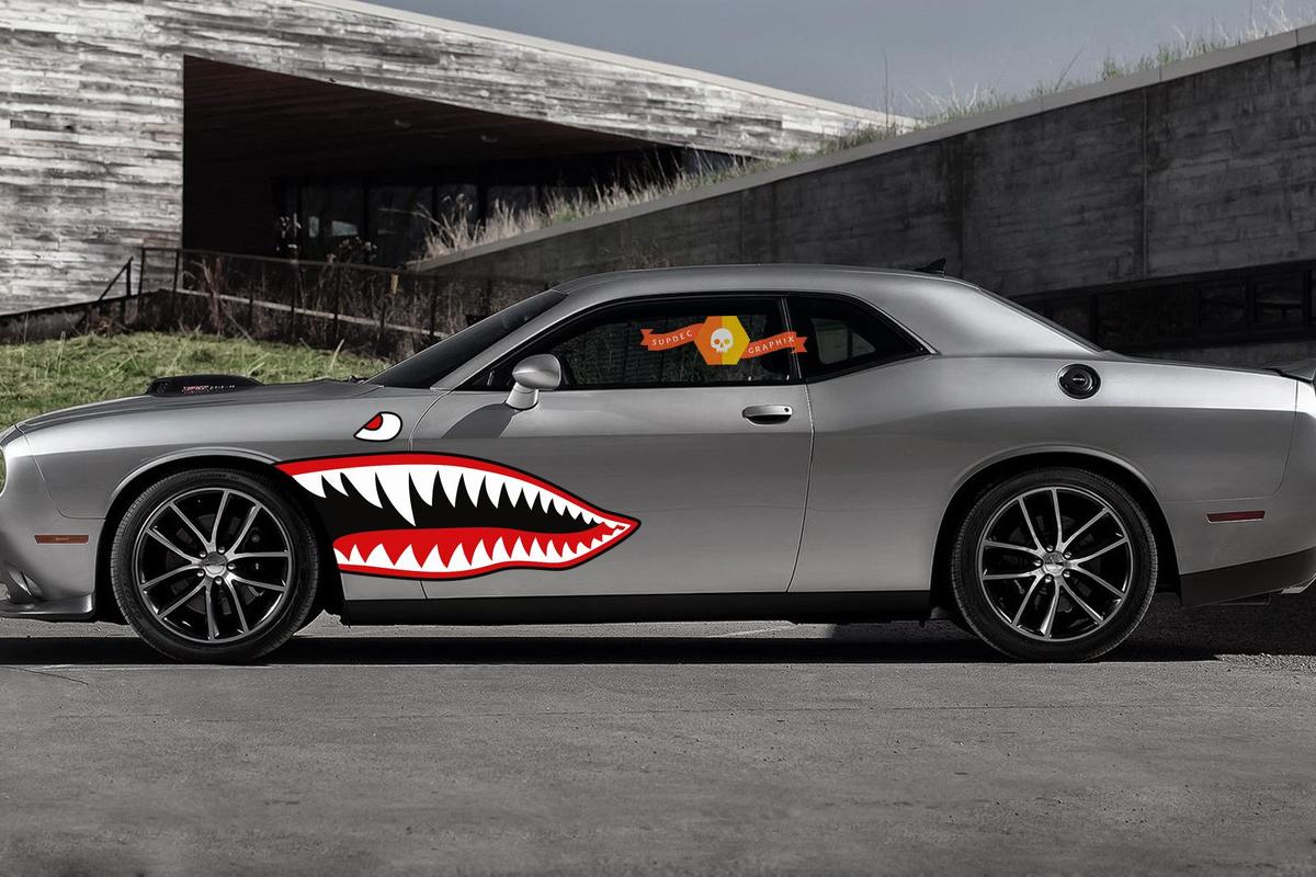 Side Accent Retro Fighter Plane Mouth Stripe Kit Universal Fit for many Vehicles Charger Challenger