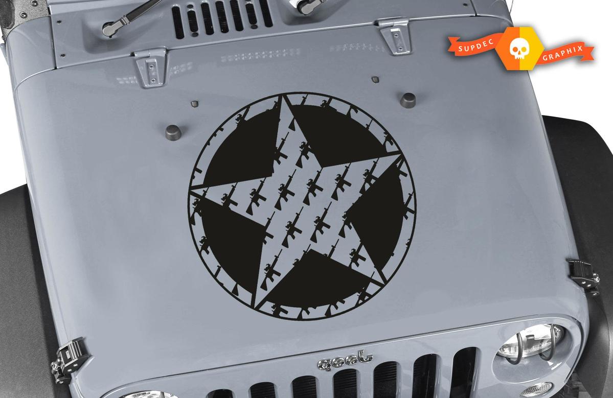 Oscar Mike M4 M16A2 5.56 Rifle Star Hood Vinyl Sticker Decal 23