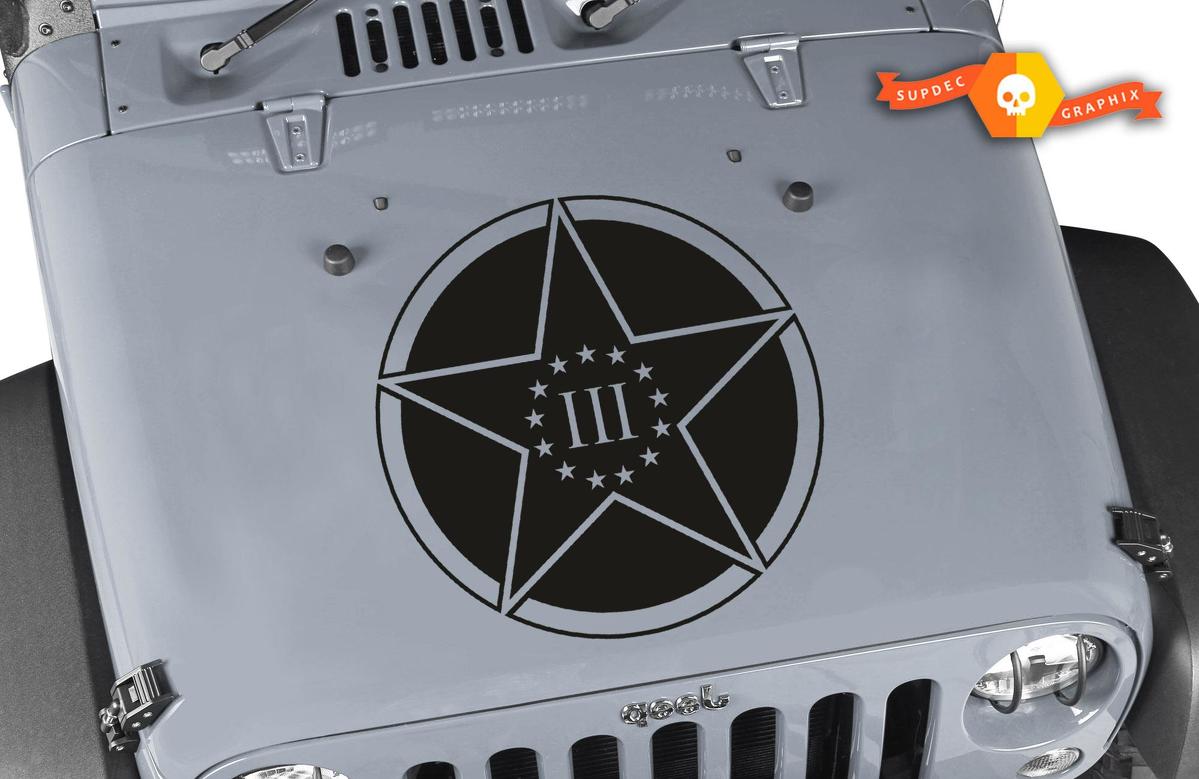 Oscar Mike 3 Percenter Star Hood Vinyl Sticker Decal 23