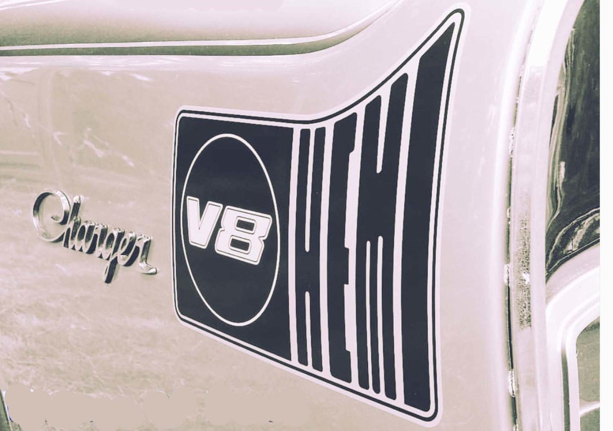 Hemi v8 Sticker Decal Vintage quarter panel design The Chrysler Valiant Charger Ram Mopar Hellcat Cuda Srt8