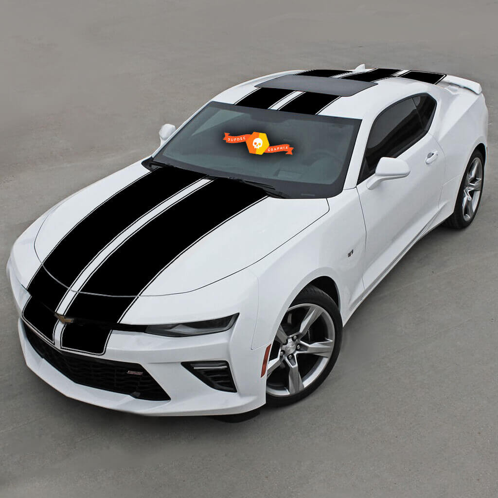 Top Double Stripes With Pinstripes Decal Sticker fit to Vinyl Decal Sticker for Chevrolet Camaro
