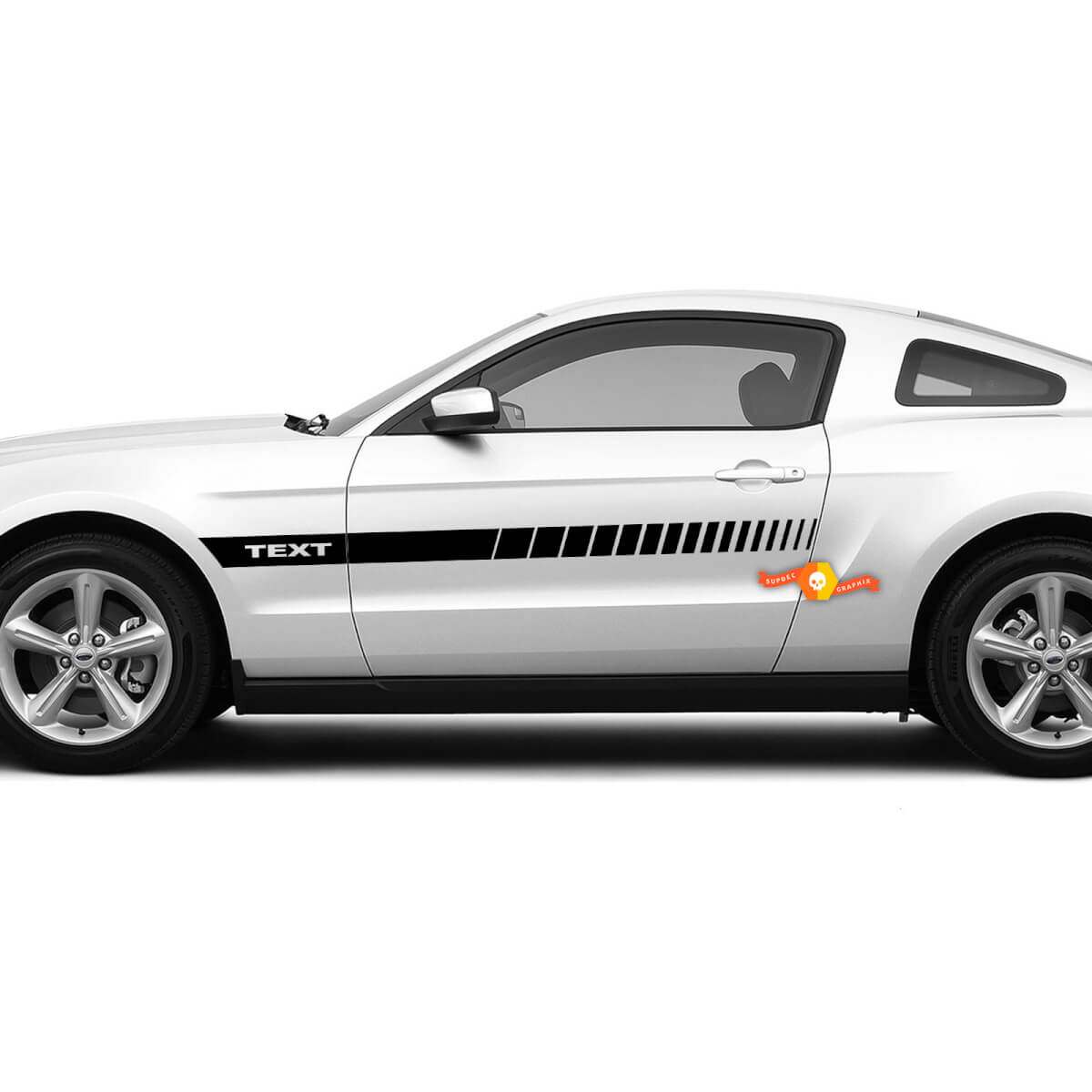 Custom Text Side Accent Strobe Stripes Stickers Decals for Ford Mustang 2005-2024
