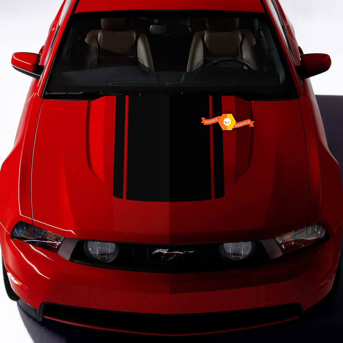 Hood Accent Sticker Decal for Ford Mustang 2005- 2024 Triply stripes 2