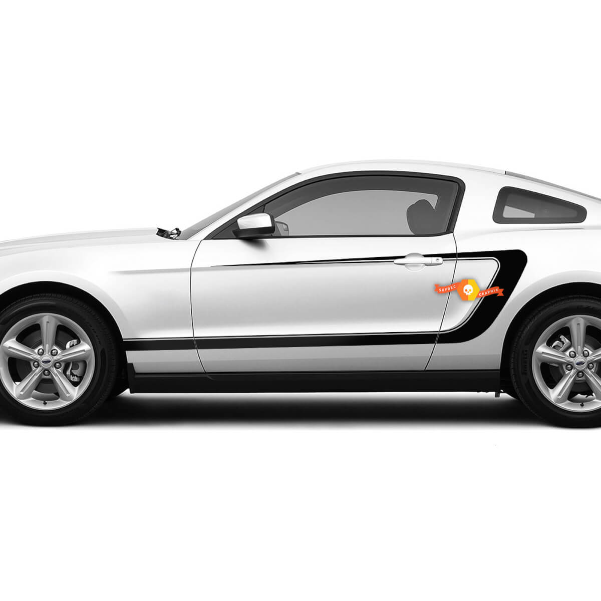 Side Doors Accent Rear C style stripes decals for Ford Mustang 2005-2024 vinyl stickers graphics