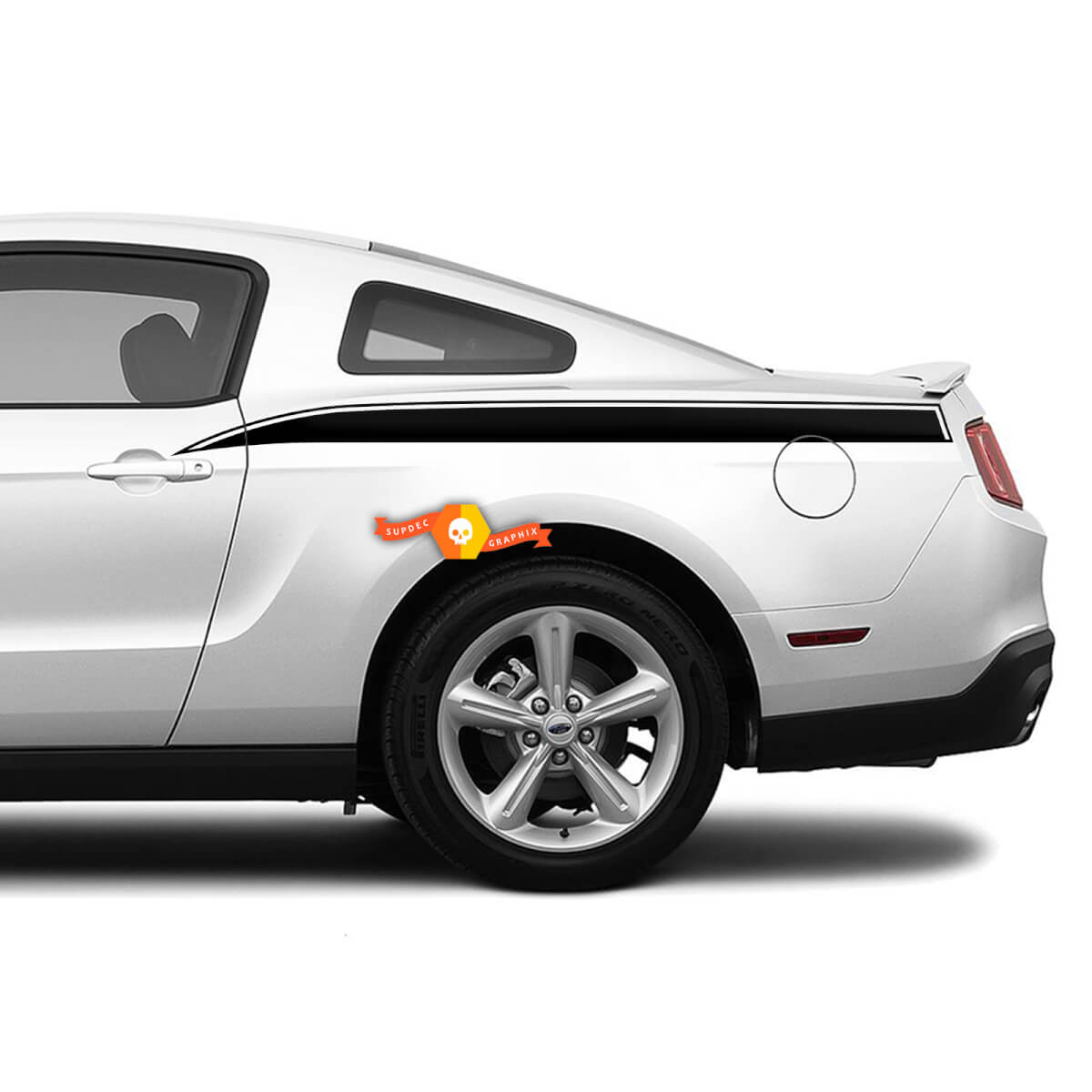 2x Ford Mustang Rear Quarter Side Stripes Vinyl Decals Stickers
