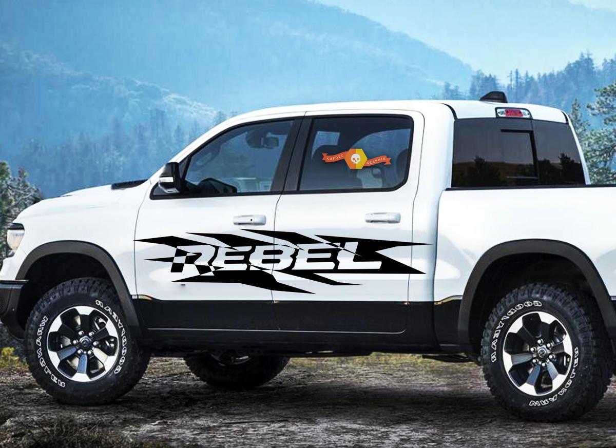 DODGE RAM HEMI REBEL 1500 2500 3500 2x DECALS Racing graphics vinyl sticker logo