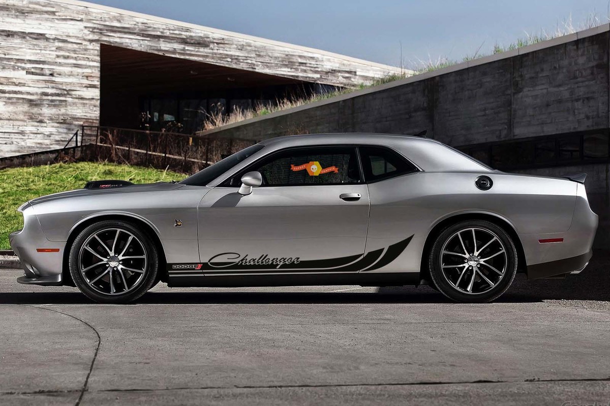 DODGE CHALLENGER 2x Racing Stripe grafik vinyl body decal sticker logo 2 farben
