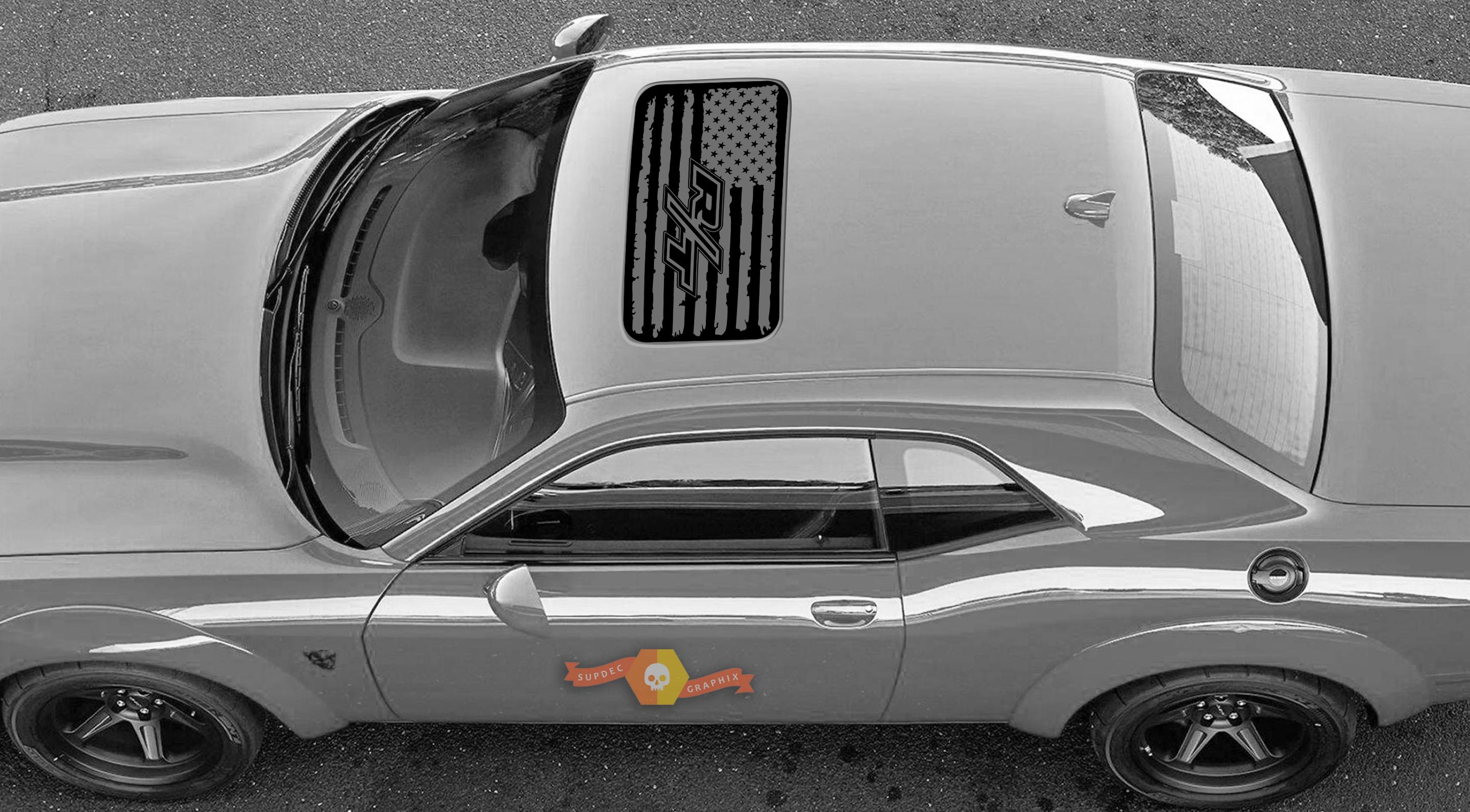 2 Dodge Challenger Window Sunroof R/T flag Vinyl Windshield Decal Graphic Stickers 