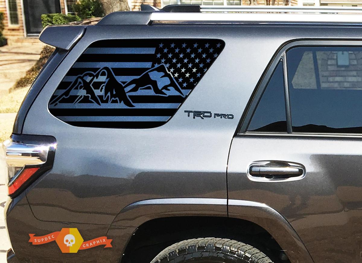 Mountain USA Flag Windshield Decal For 2010-2018 Toyota 4Runner TRD PRO Rear windows Stickers 