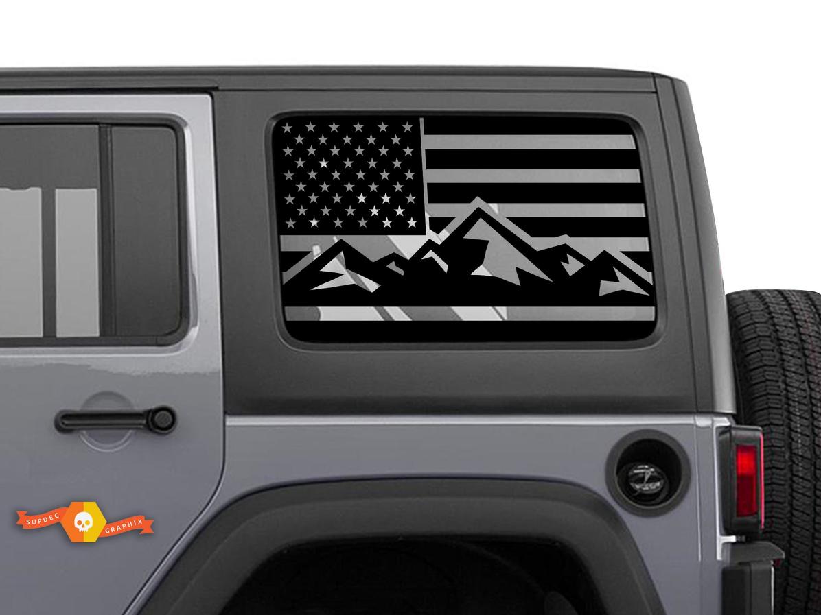 Jeep Wrangler Rubicon Hardtop USA Flag Windshield Sticker Decal JKU JLU 2007-2019 or Tacoma 4Runner Tundra Charger Challenger