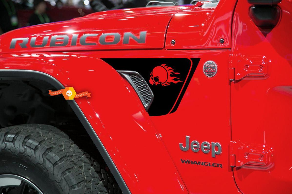 NEW Jeep Wrangler JL Rubicon Skull flame Fdr Vent Sticker Decal Kit 2018+