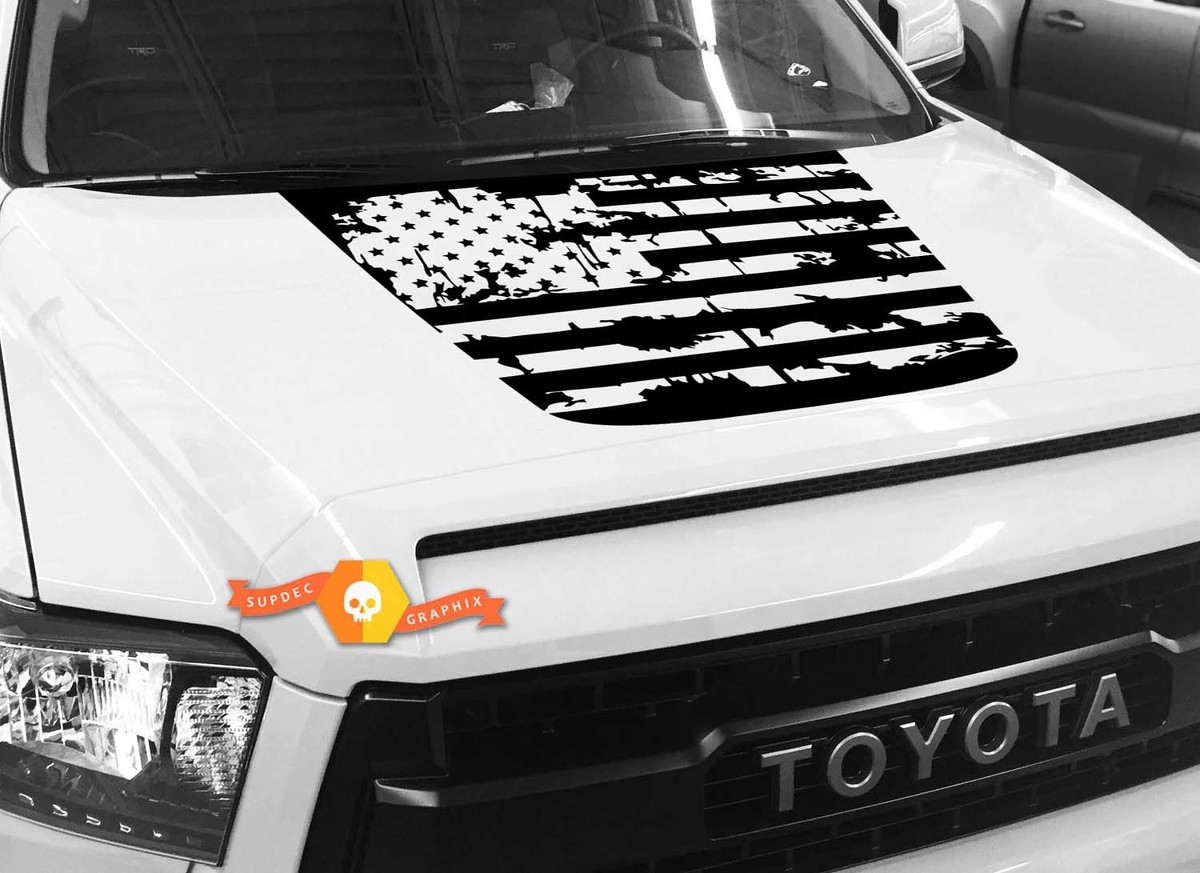Hood USA Distressed Flag graphics Sticker Decal for TOYOTA TUNDRA 2014 2015 2016 2017 2018 #1