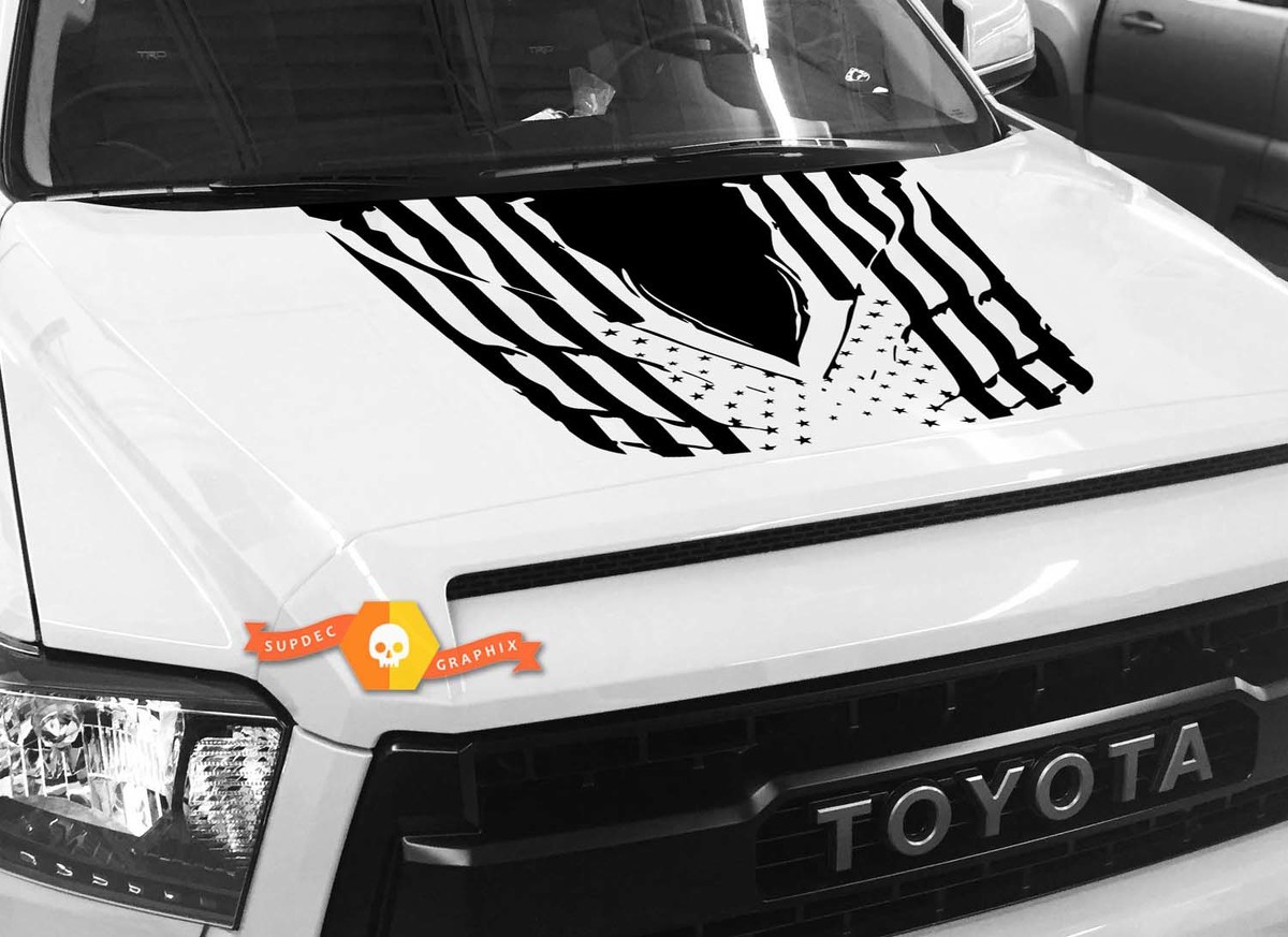 Hood USA Distressed Flag graphics Sticker Decal for TOYOTA TUNDRA 2014 2015 2016 2017 2018 #6
