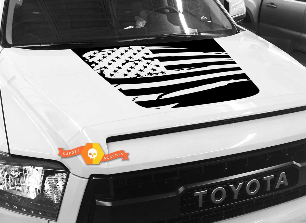 Hood USA Distressed Flag graphics Sticker Decal for TOYOTA TUNDRA 2014 2015 2016 2017 2018 #8