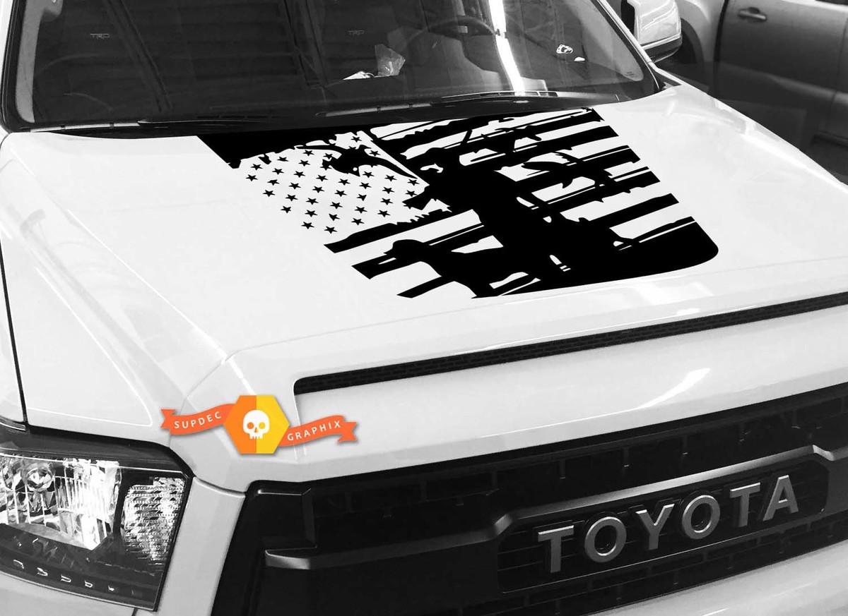 Hood USA Distressed Flag Duck Hunter graphics Sticker Decal for TOYOTA TUNDRA 2014 2015 2016 2017 2018 #9