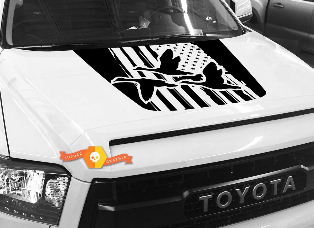 Hood USA Distressed Flag Ducks graphics Sticker Decal for TOYOTA TUNDRA 2014 2015 2016 2017 2018 #10