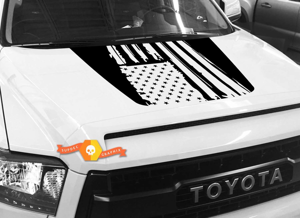 Hood USA Distressed Flag graphics Sticker Decal for TOYOTA TUNDRA 2014 2015 2016 2017 2018 #21