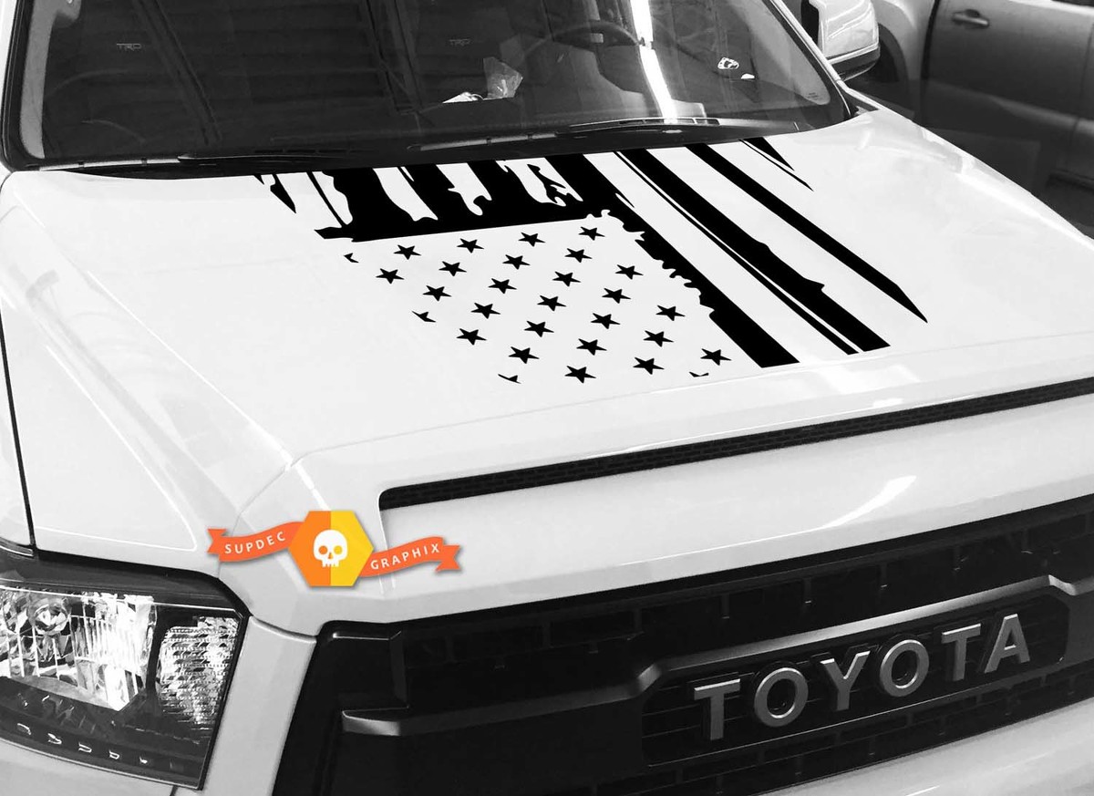 Hood USA Distressed Flag graphics Sticker Decal for TOYOTA TUNDRA 2014 2015 2016 2017 2018 2020 #26