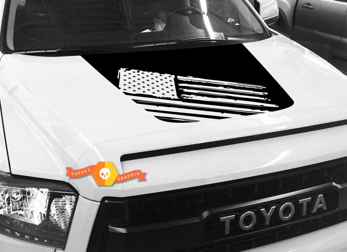 Hood USA Distressed Flag graphics Sticker Decal for TOYOTA TUNDRA 2014 2015 2016 2017 2018 #28