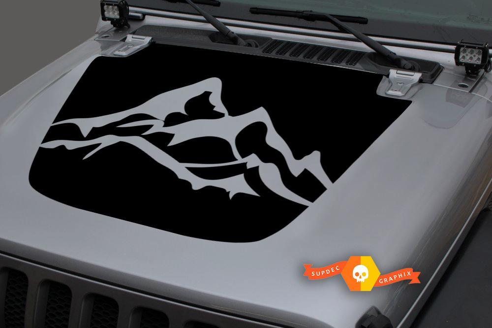  Hood Vinyl Rocky Mountains Blackout Sticker Decal for 18-19 Jeep Wrangler JL #3