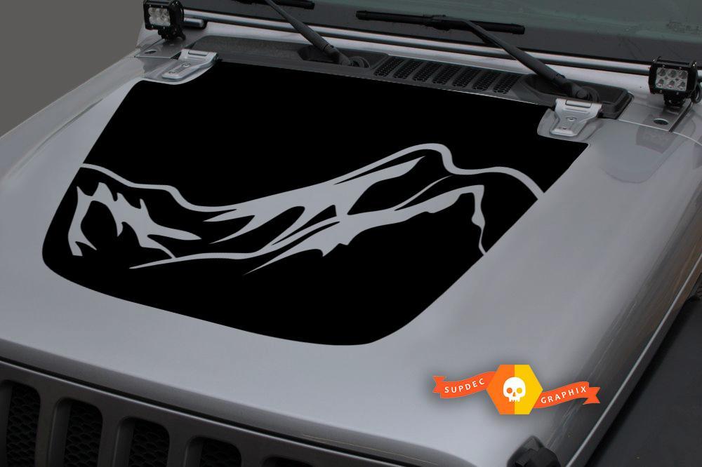  Hood Vinyl Mountains Blackout Decal Sticker for 18-19 Jeep Wrangler JL #7
