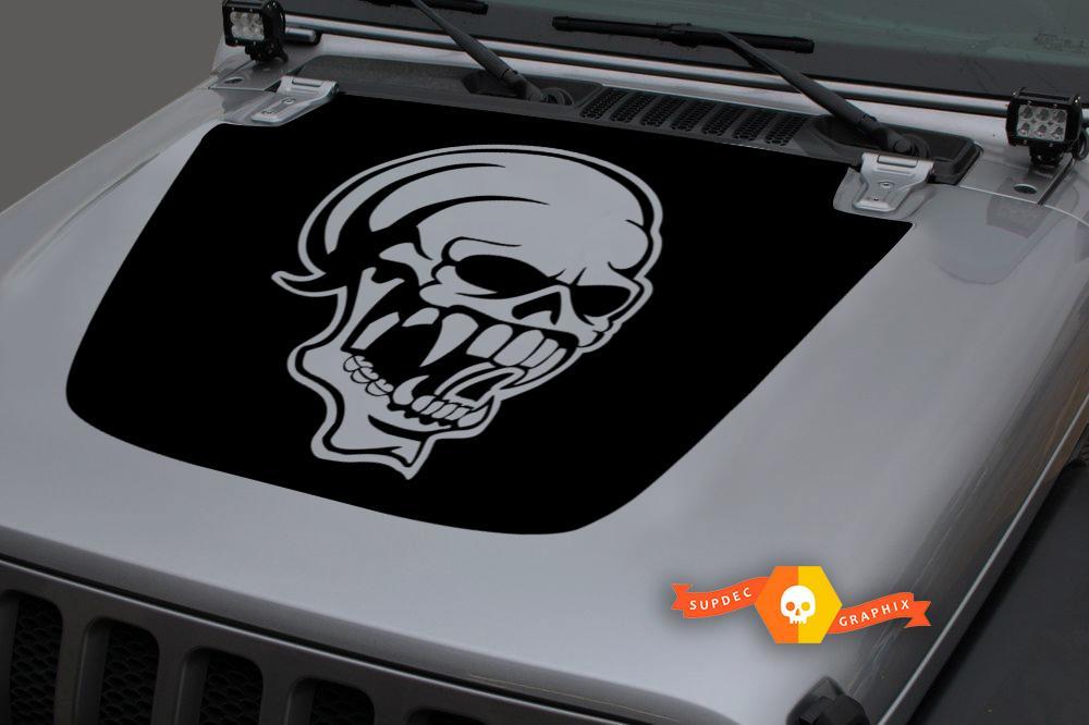 Jeep Hood Vinyl Skull Grin Blackout Decal Sticker for 18-19 Jeep Wrangler JL#3