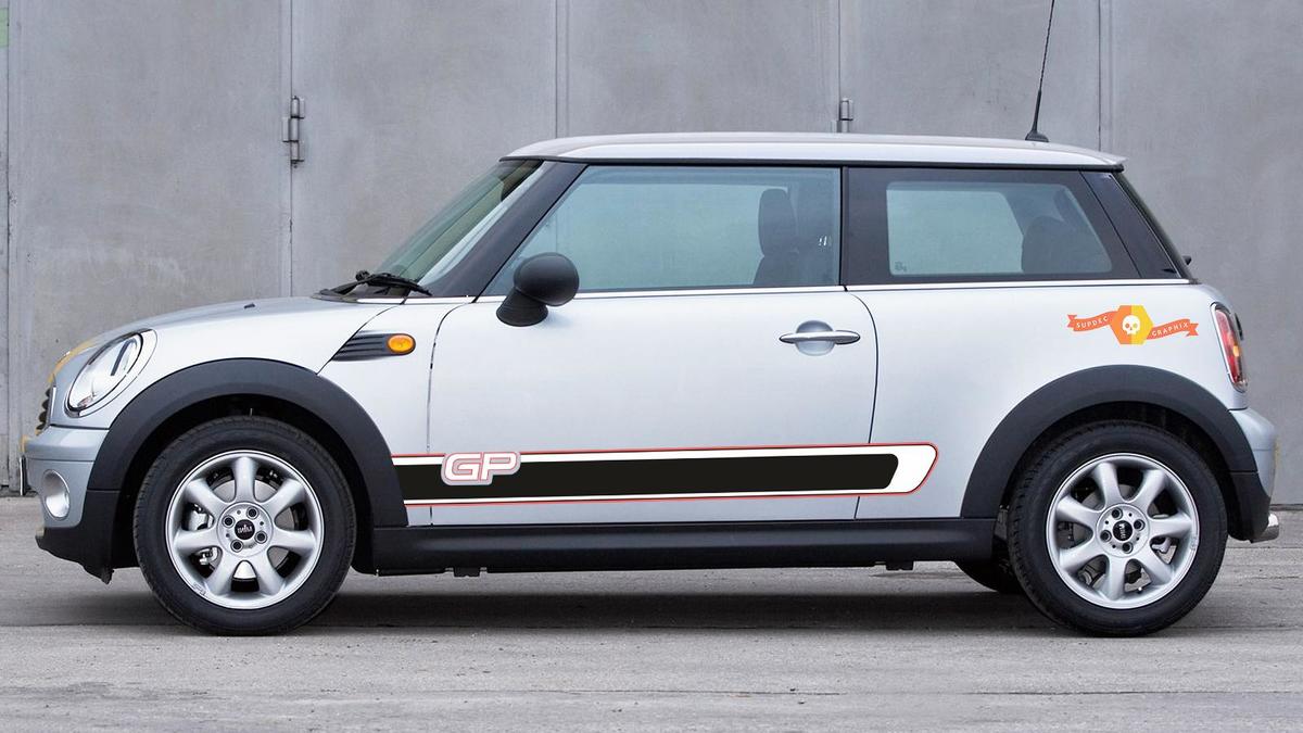 2 Mini Cooper R56 GP side stripes graphics Sticker Decal rocker stripes