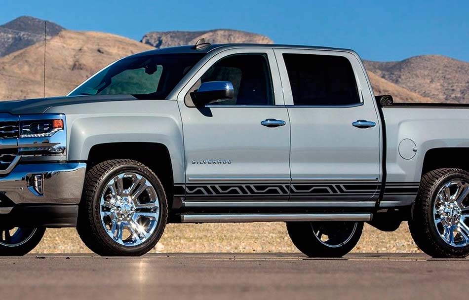 Chevrolet Silverado mk3 side stripes graphics Sticker Decal door panel black vinyl