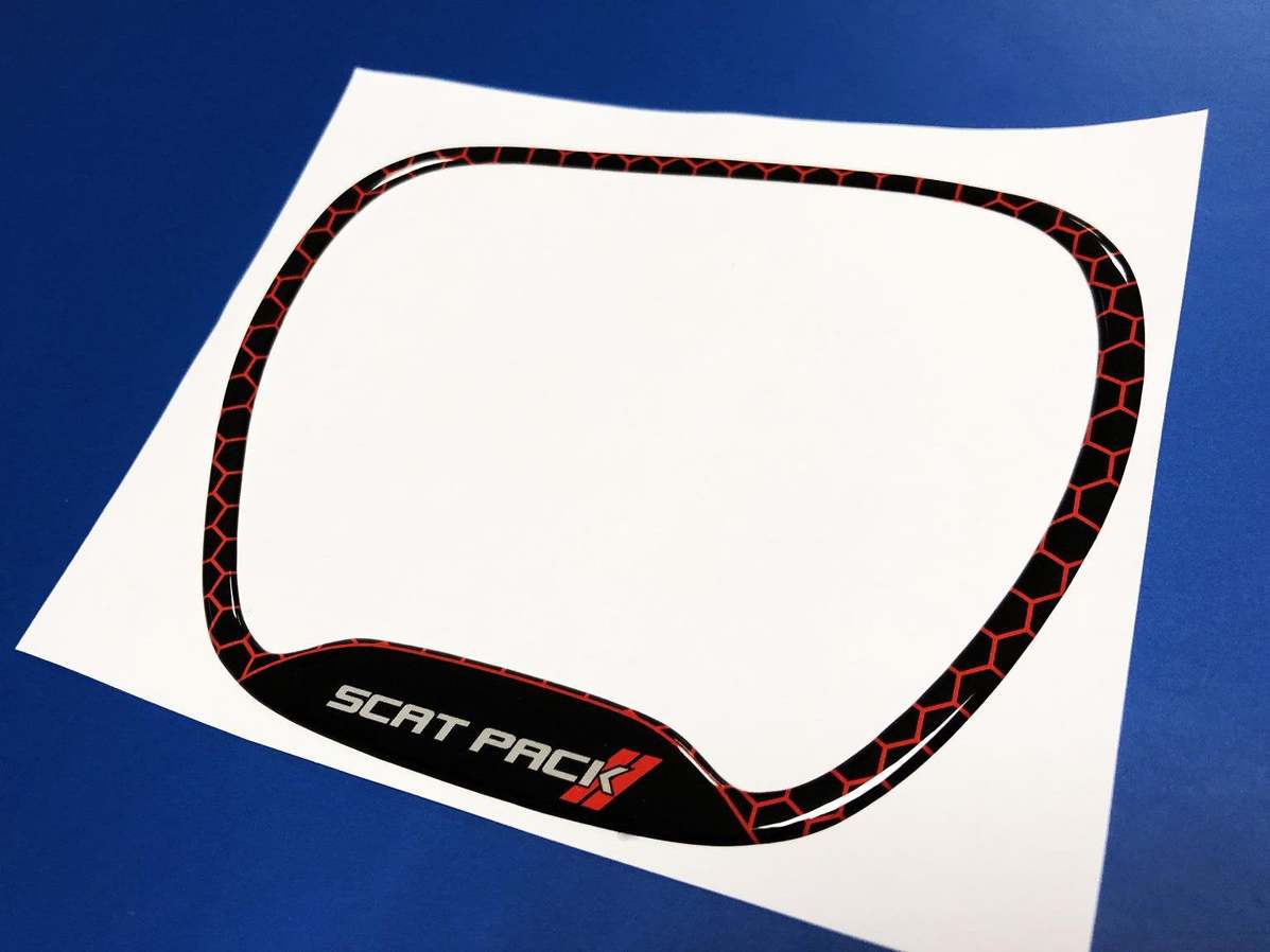 Steering WHEEL TRIM RING Scat Pack Red emblem domed Sticker Decal Challenger Charger Scatpack
