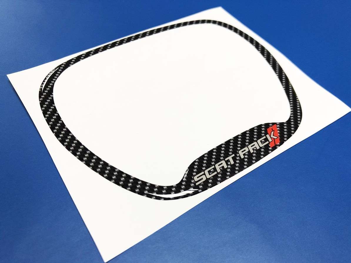 Steering WHEEL TRIM Ring Scatpack Red stripes Carbon Fiber domed Sticker Decal Dodge Charger Challenger Daytona