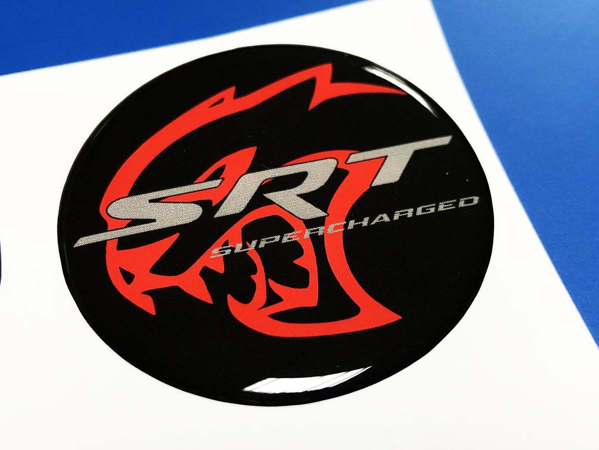 Hellcat supercharged Fuel Door Insert emblem domed Sticker Decal for Challenger