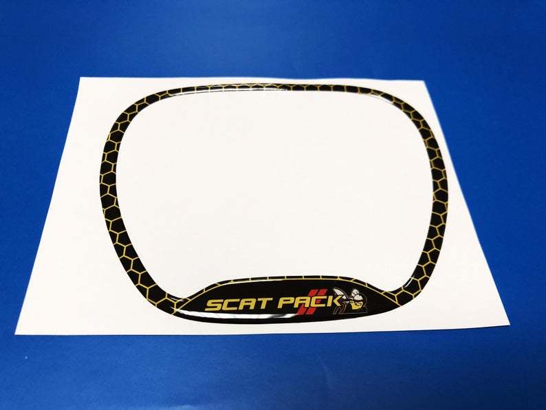 Steering WHEEL TRIM RING Yellow Scat Pack Honeycomb emblem domed Sticker Decal Challenger Charger Dodge Scatpack