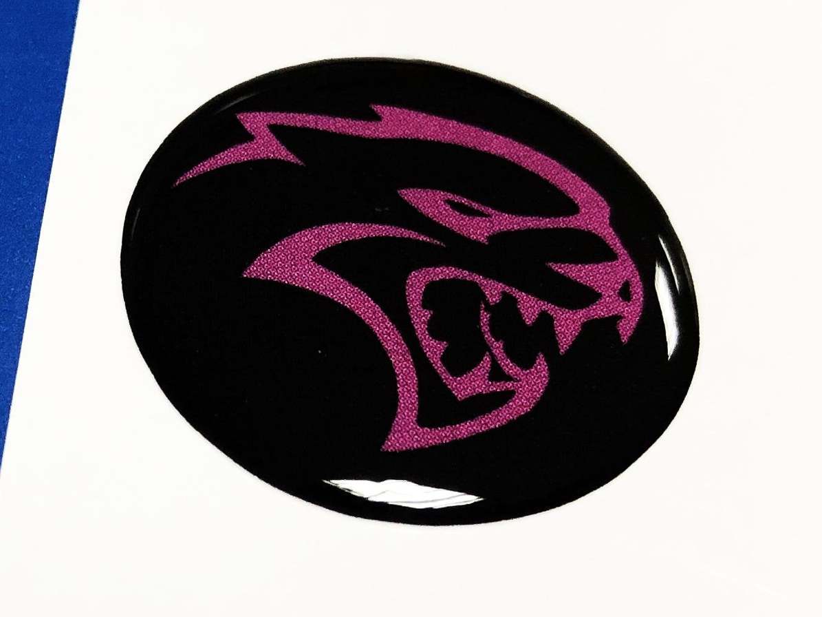 Start engine button Start Stop Hellcat logo Purpure emblem domed Sticker Decal Challenger Charger Dodge