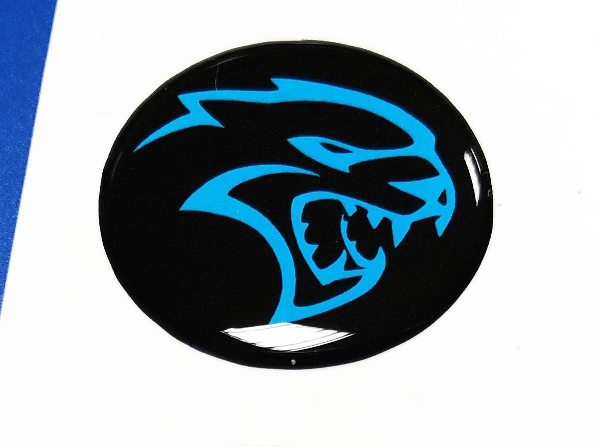 Start engine button Start Stop Hellcat logo Blue emblem domed Sticker Decal Challenger Charger Dodge