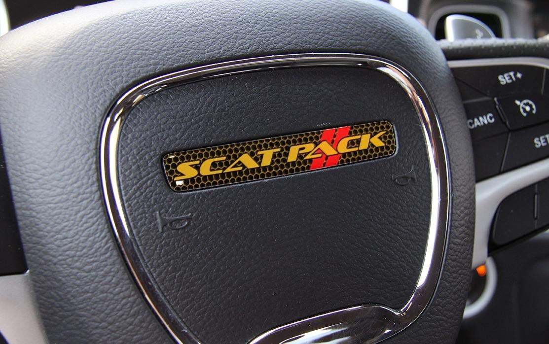 Steering Wheel Scat Pack Yellow Red emblem domed Sticker Decal Challenger Charger Dodge Scatpack