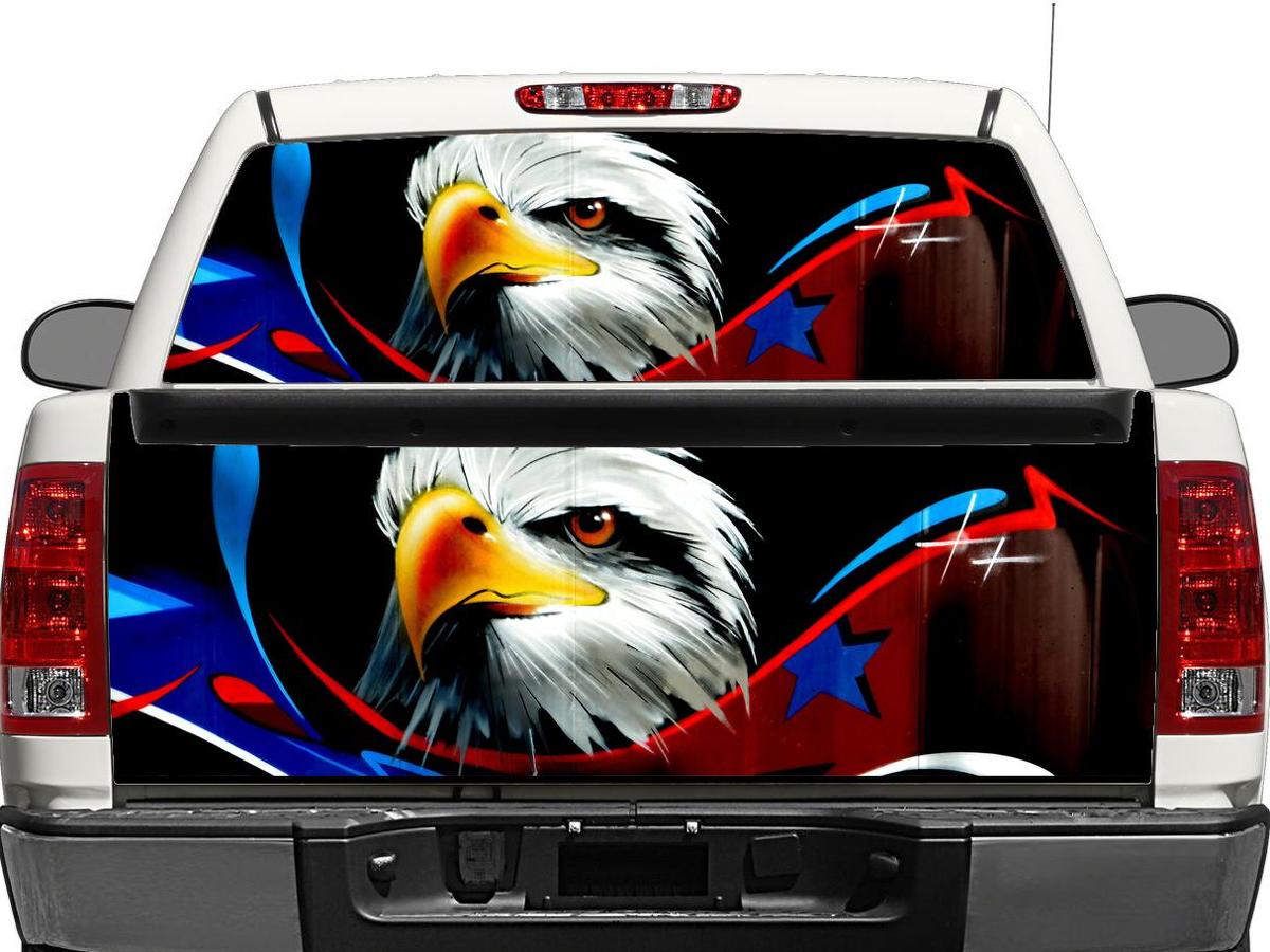 USA eagle flag US Rear Window OR tailgate Decal Sticker Pick-up Truck SUV Car