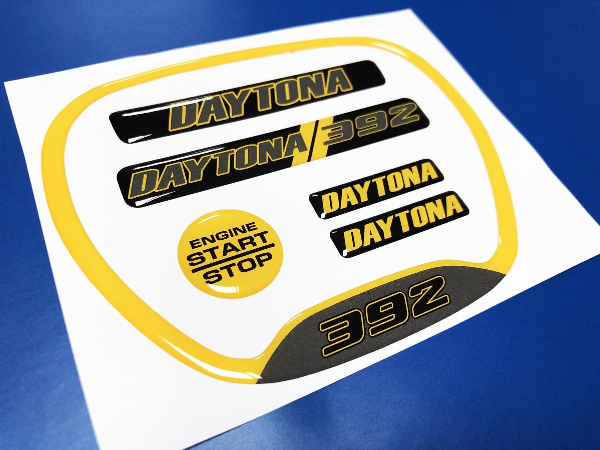 Set of Daytona 392 Yellow Steering WHEEL TRIM RING emblem domed Sticker Decal Charger Dodge
