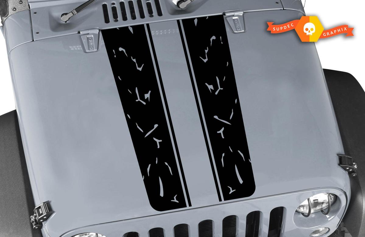 Sticker Decal Vinyl Hood Stripes for Jeep Wrangler 2011 - 2019 off road 4x4