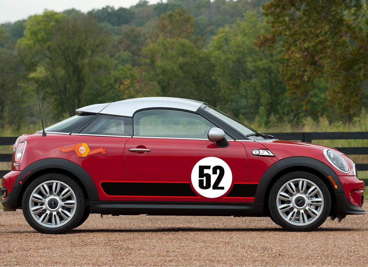 Mini Cooper R56 - track day GP style vinyl Sticker Decal graphics rocker stripes