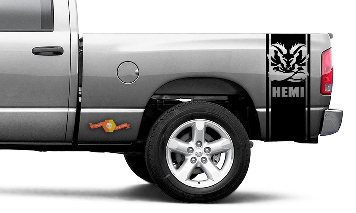 2 side DODGE RAM 1500 2500 VINYL DECAL Stripe Hemi Head 5.7 Turbo Sticker 20