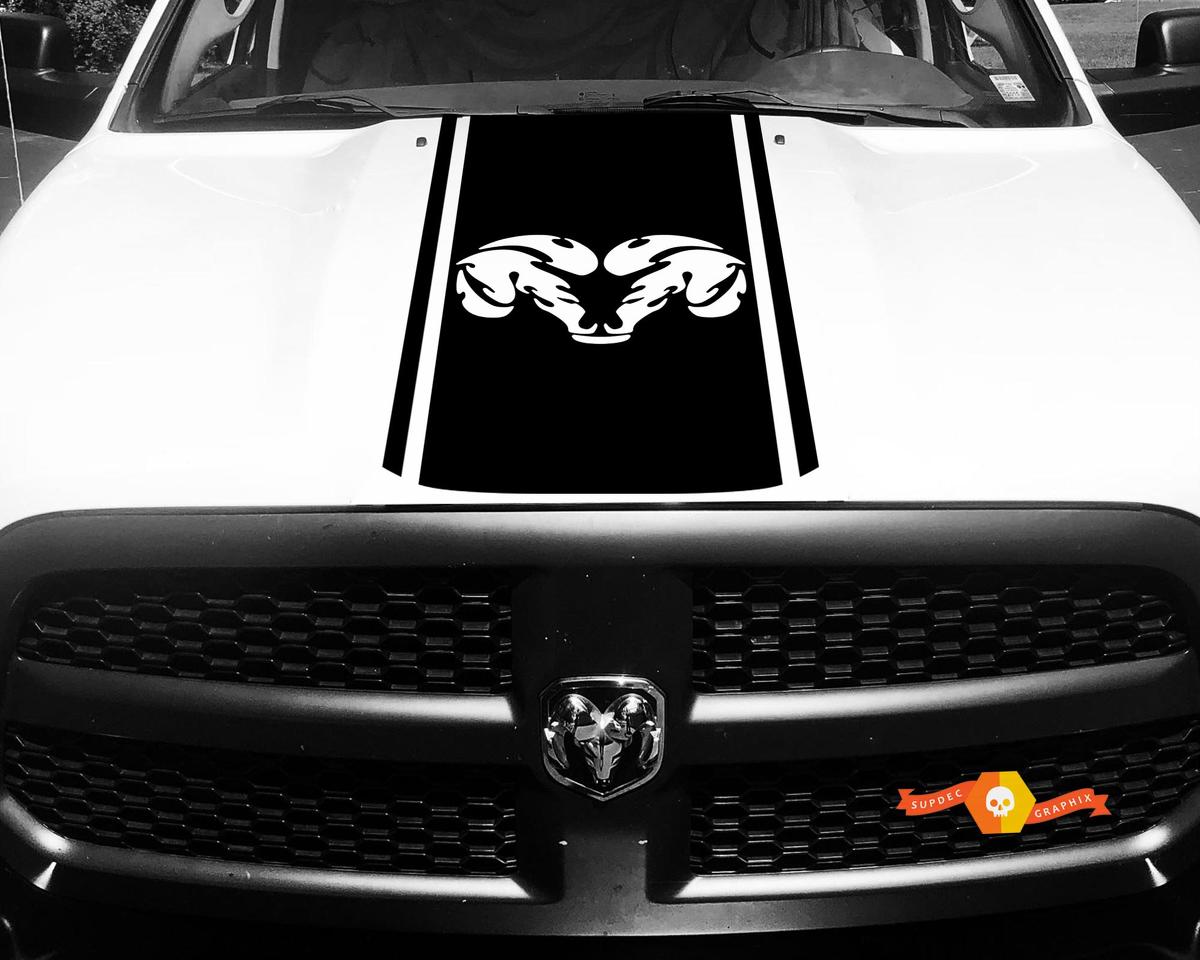 Dodge Ram 1500 Vinyl Decal HOOD Ram Head Racing HEMI Stripe Stickers #33
