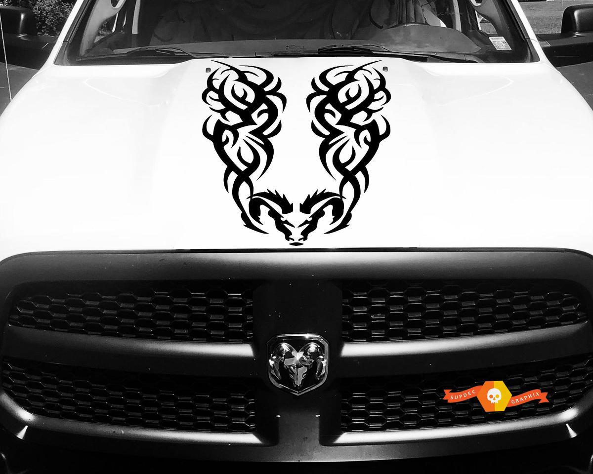 Dodge Ram Vinyl Hood Sticker Decal Stickr Tribal Tattoo Hemi Racing Stripe 4x4 #37