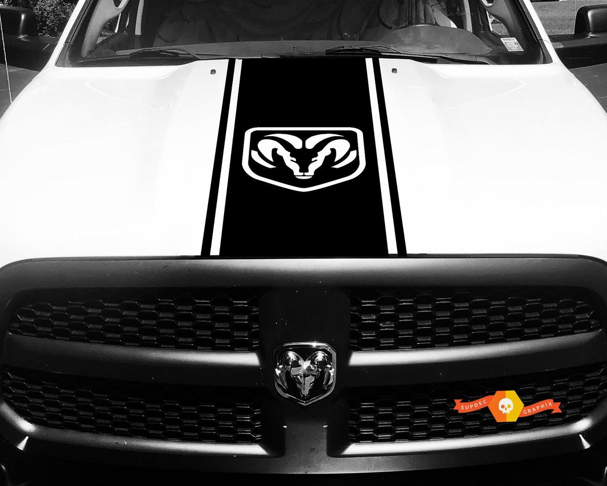 Dodge Ram 1500 Vinyl Decal HOOD Ram Head Racing HEMI Stripe Stickers #47
