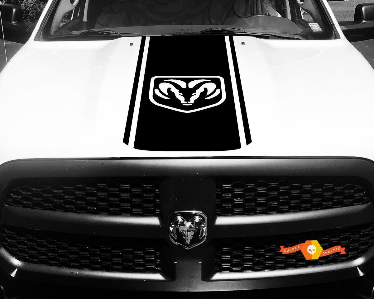 Dodge Ram 1500 Vinyl Decal HOOD Ram Head Racing HEMI Stripe Stickers #49
