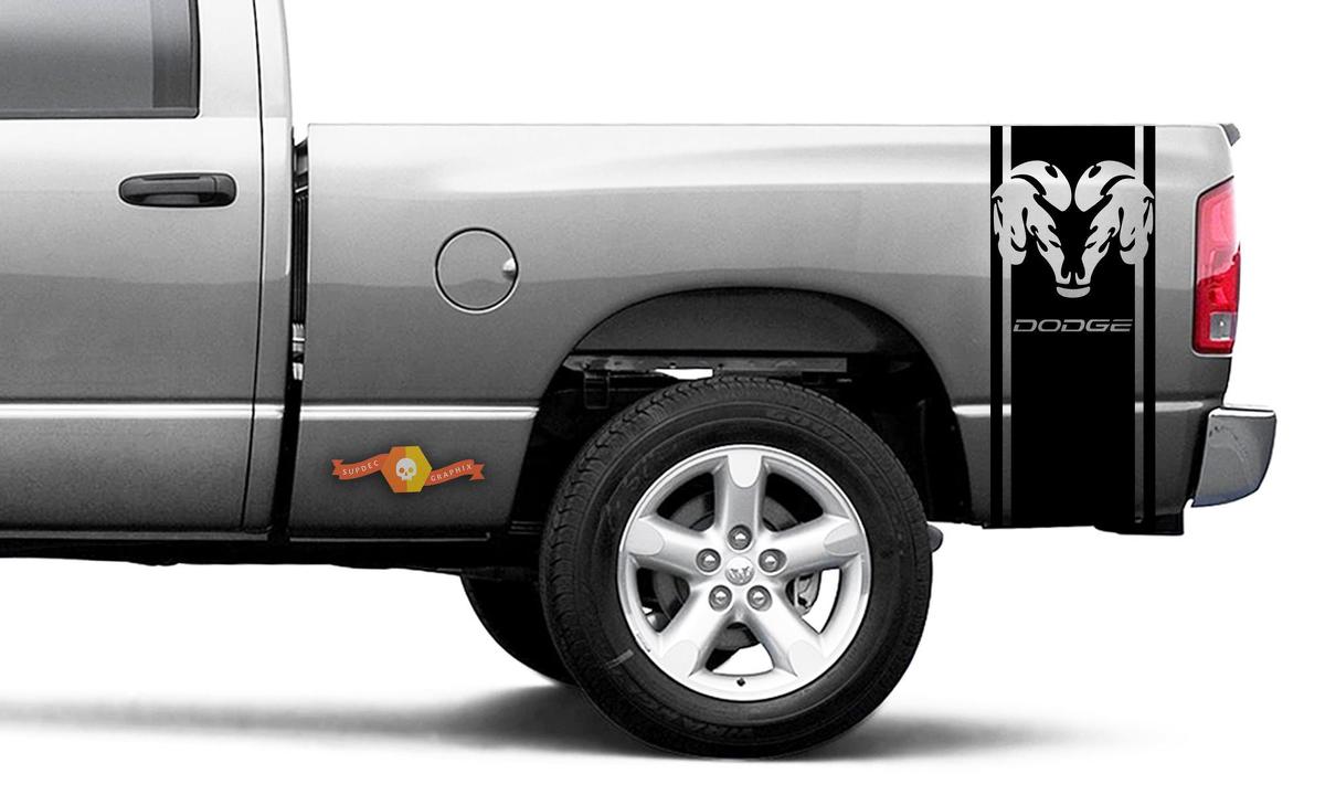 Dodge Ram Vinyl Racing Bed Side Stripe RAM head Decal Sticker #52