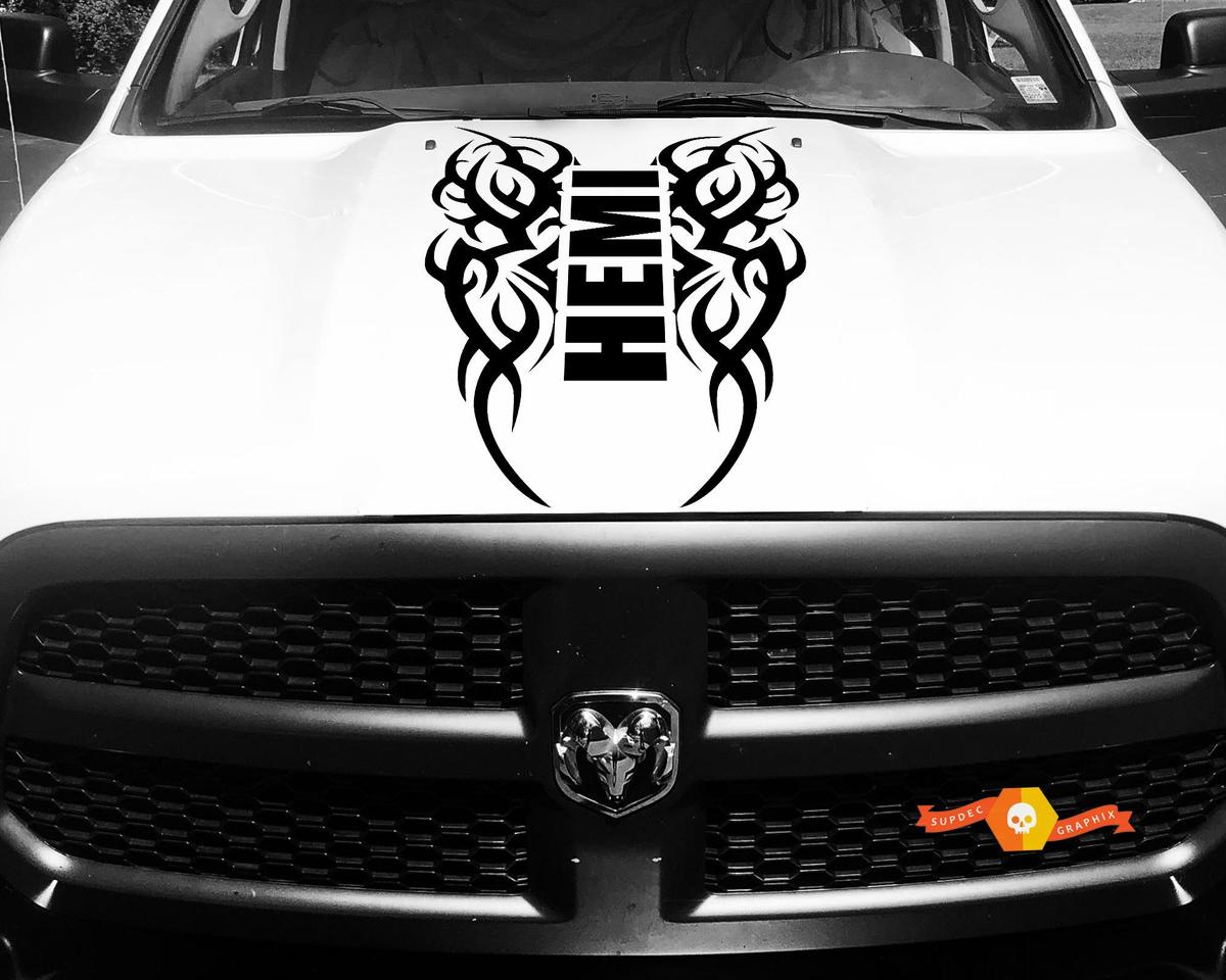 Dodge Ram Vinyl Hood Decal Tribal Sticker Tattoo Hemi Racing Stripe 4x4  #64
