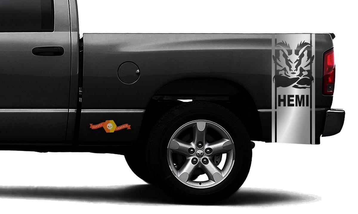 DODGE RAM 1500 VINYL DECAL bed side stripe racing CHROME sticker Ram Rumble Bee Hemi #98